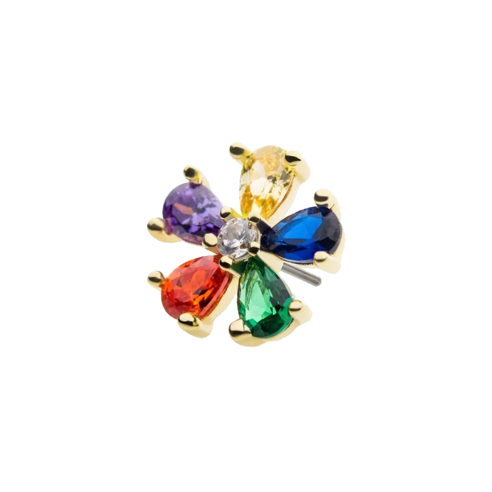 Pear Cut Rainbow Flower Threadless Attachment