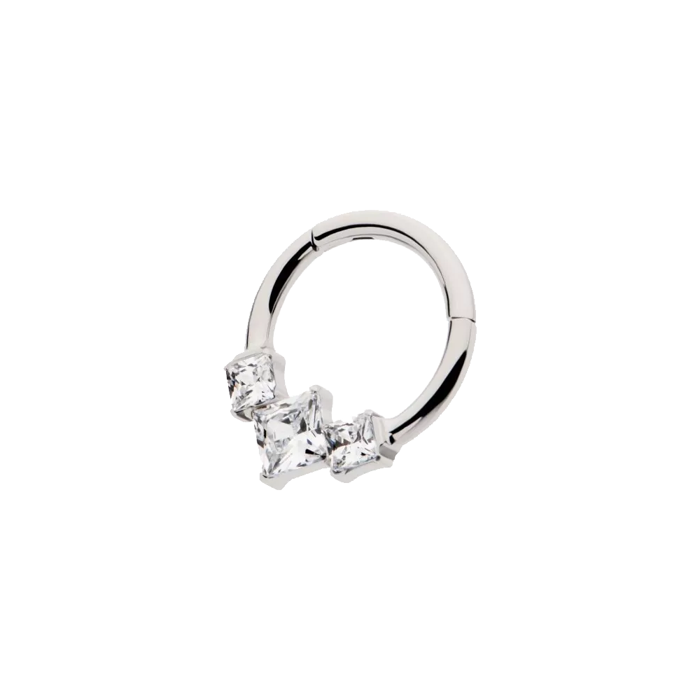 Titanium 3 Gem Princess Hinge Ring