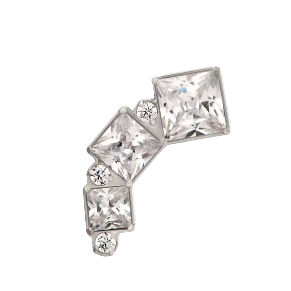 Titanium Descending Princess Cut Gem Cluster Threadless Attachment