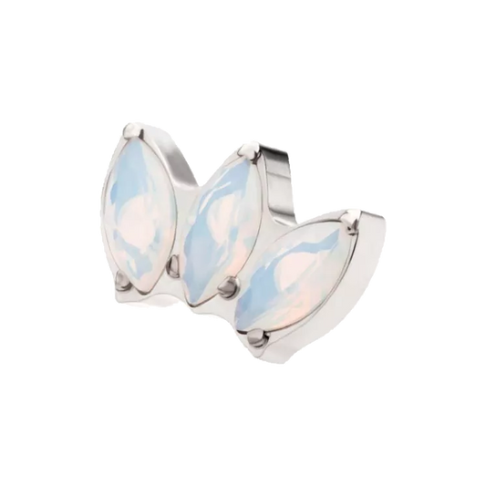 Titanium 3 Gem Opalite Marquise Fan Threadless Attachment