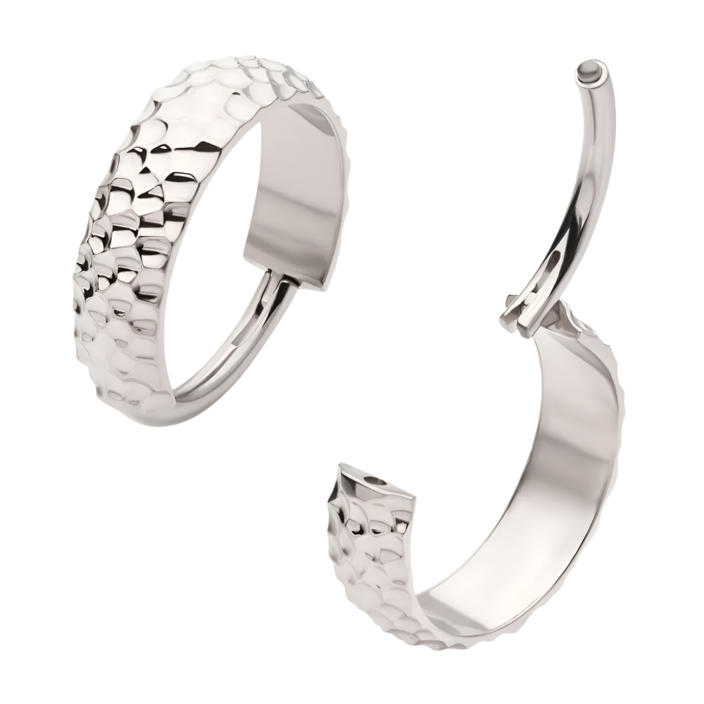 Titanium Hammered Cuff Hinge Ring