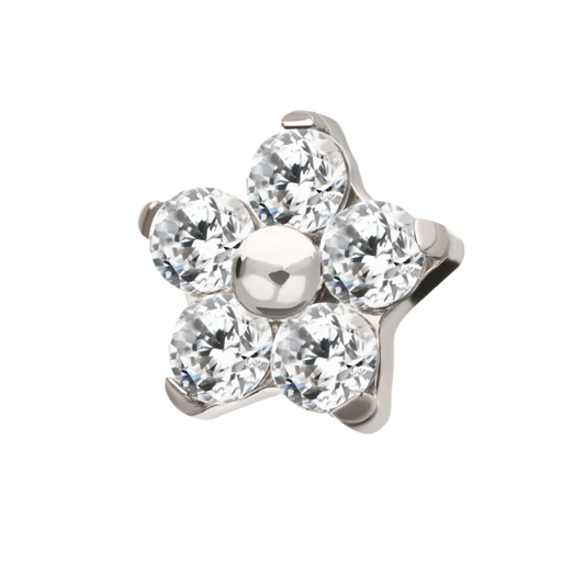 Titanium Prong Set Flower- Threaded Attachment