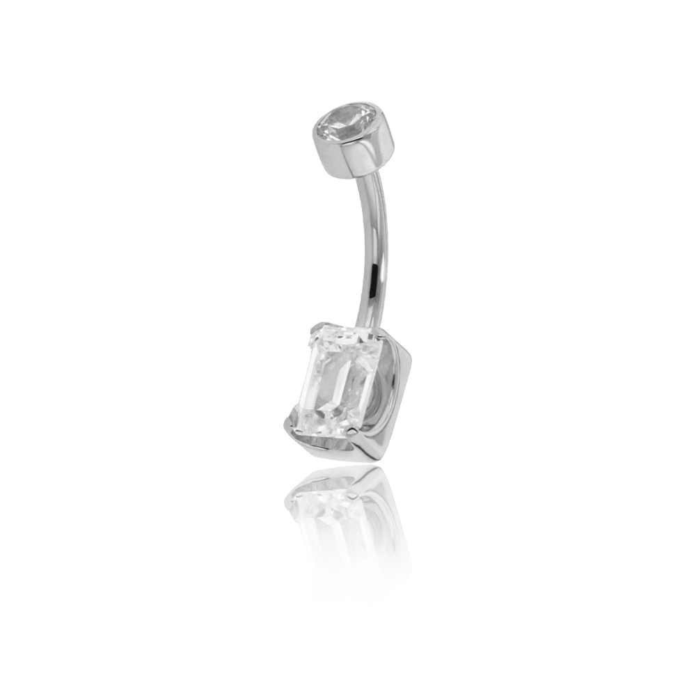 Titanium Emerald Cut Navel Curve