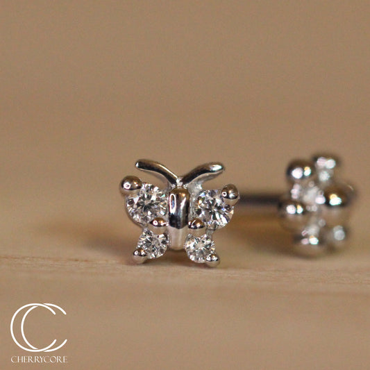 Diamond Butterfly Threaded Stud