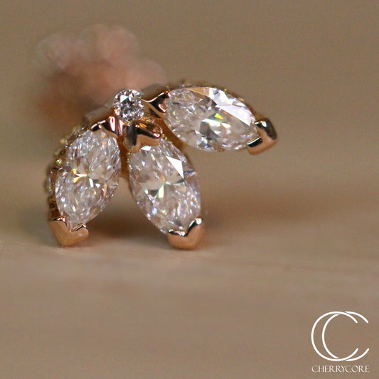 Diamond Engraved Lotus Threaded Stud