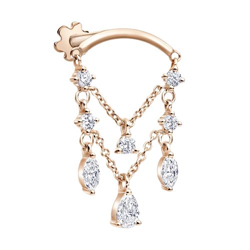 Diamond Drape Chandelier Threaded Stud Earring (horizontal)