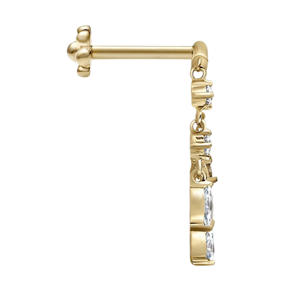 Diamond Drape Chandelier Threaded Stud Earring (horizontal)