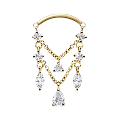 Diamond Drape Chandelier Threaded Stud Earring (horizontal)