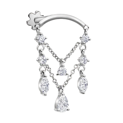 Diamond Drape Chandelier Threaded Stud Earring (horizontal)