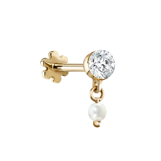 Pearl Dangle Threaded Stud Earring