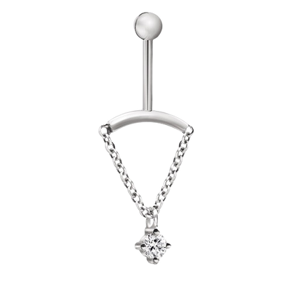 Prong Set Diamond Drape Threaded Stud Earring (vertical)