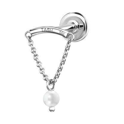 Pearl Drape Threaded Stud Earring (Horizontal)
