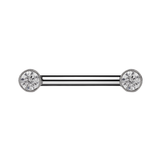 Cubic Zirconia Engraved Nipple Barbell