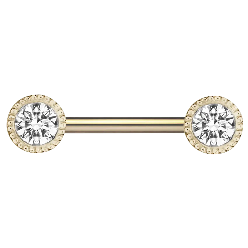 Scallop Set Diamond Nipple Barbell