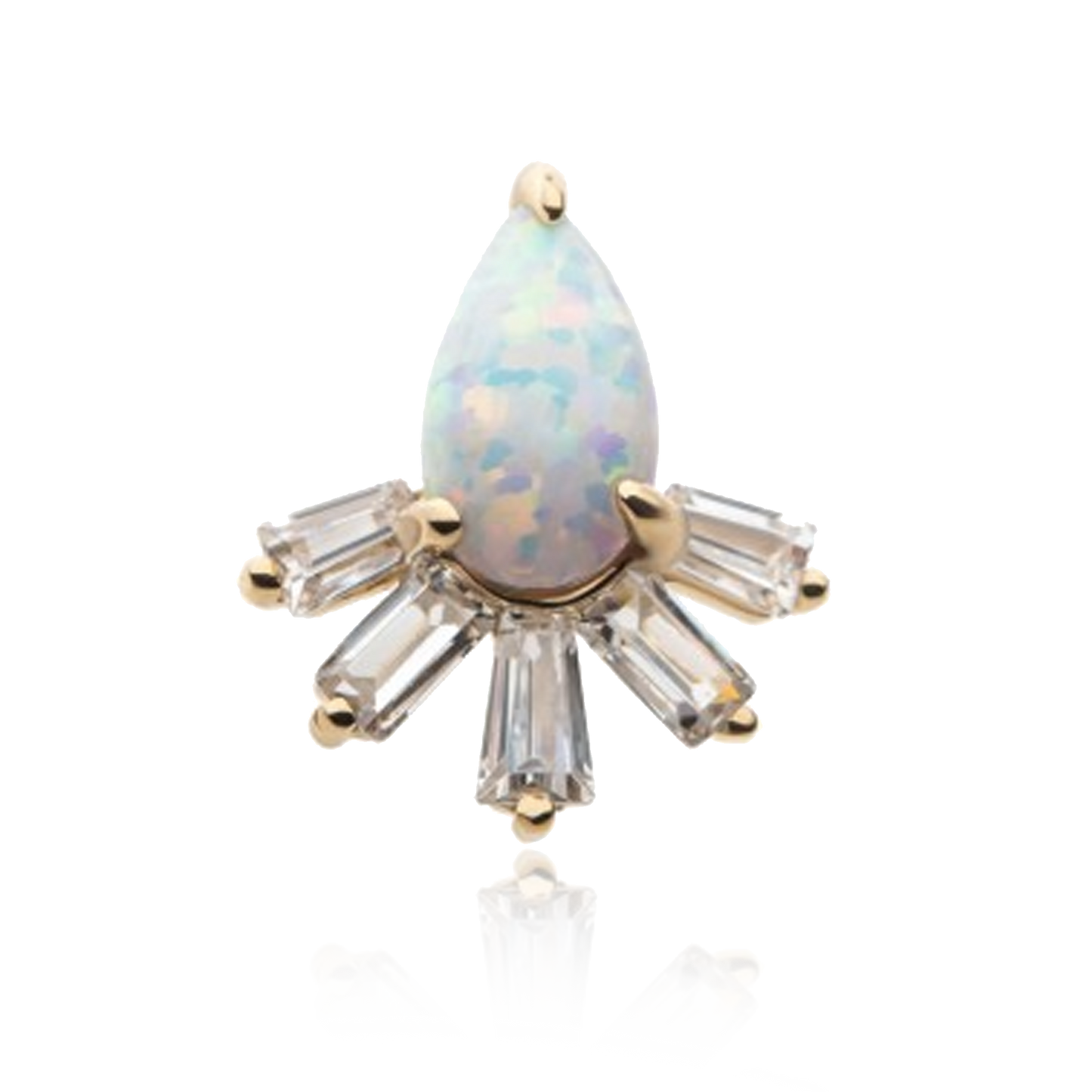 Teardrop Opal with Baguette CZ Threadless Attachment