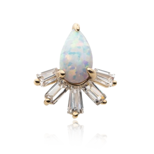 Teardrop Opal with Baguette CZ Threadless Attachment