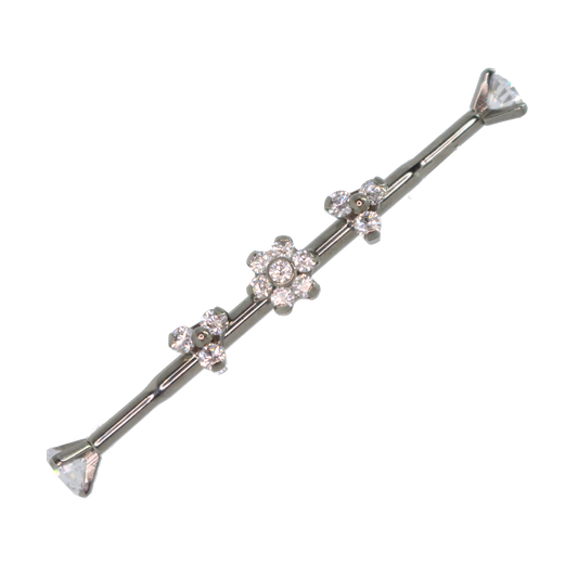 Basic Titanium Gemmed Industrial Barbell