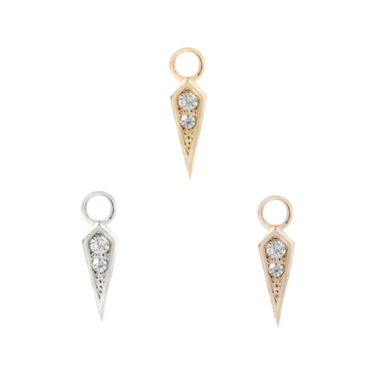 Spike Charm 14Kt Solid Gold + Cz
