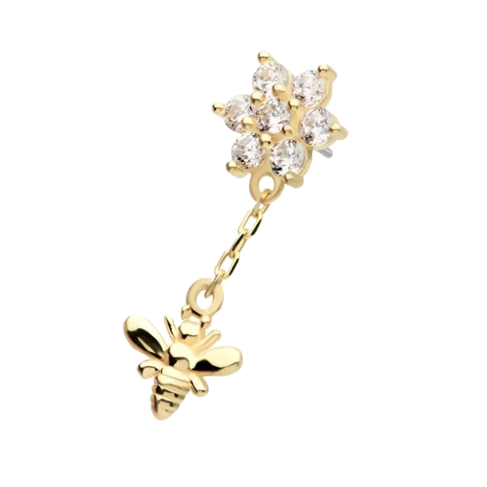 Flower Bee Dangle Threadless Attachment