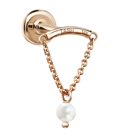 Pearl Drape Threaded Stud Earring (Horizontal)