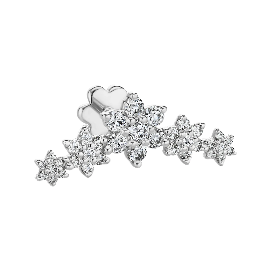 Five Flower Garland Diamond Threaded Stud Earring