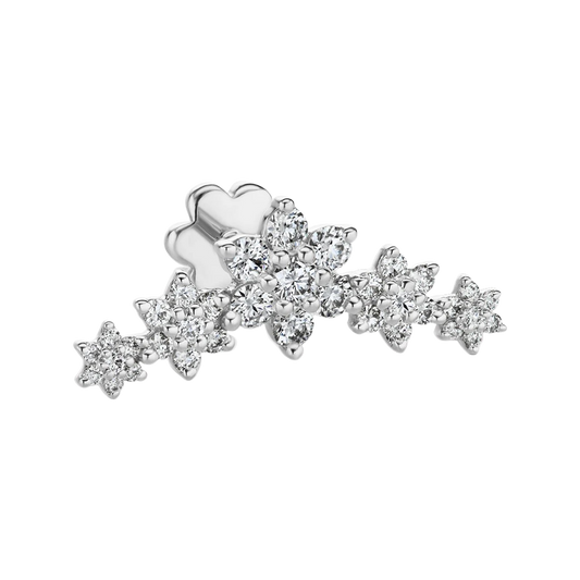 Five Flower Garland Diamond Threaded Stud Earring