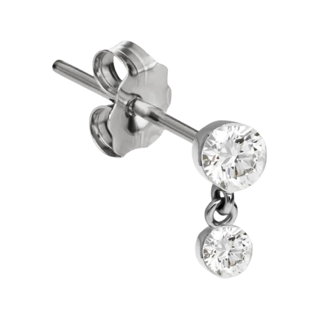 Invisible Set Diamond Dangle Stud Earring