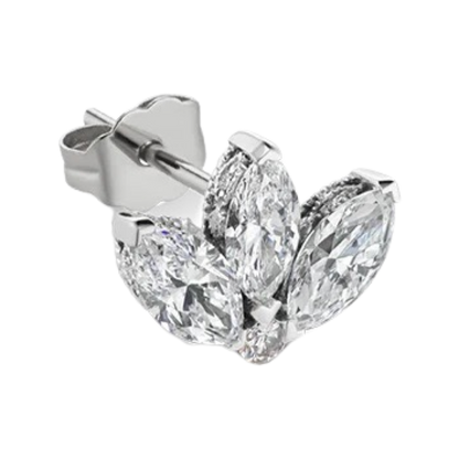 Engraved Diamond Lotus Stud Earring