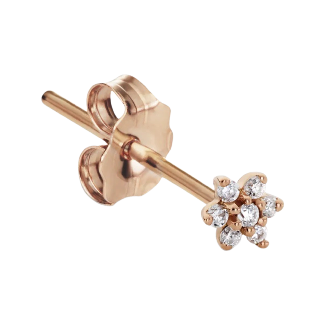 Diamond Flower Stud Earring