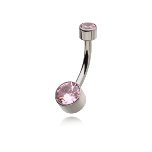 Basic Titanium Bezel Set Gem Navel Curve