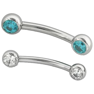 Titanium Threadless Gem Curved Barbell