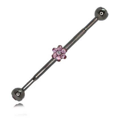 Basic Titanium Gemmed Industrial Barbell