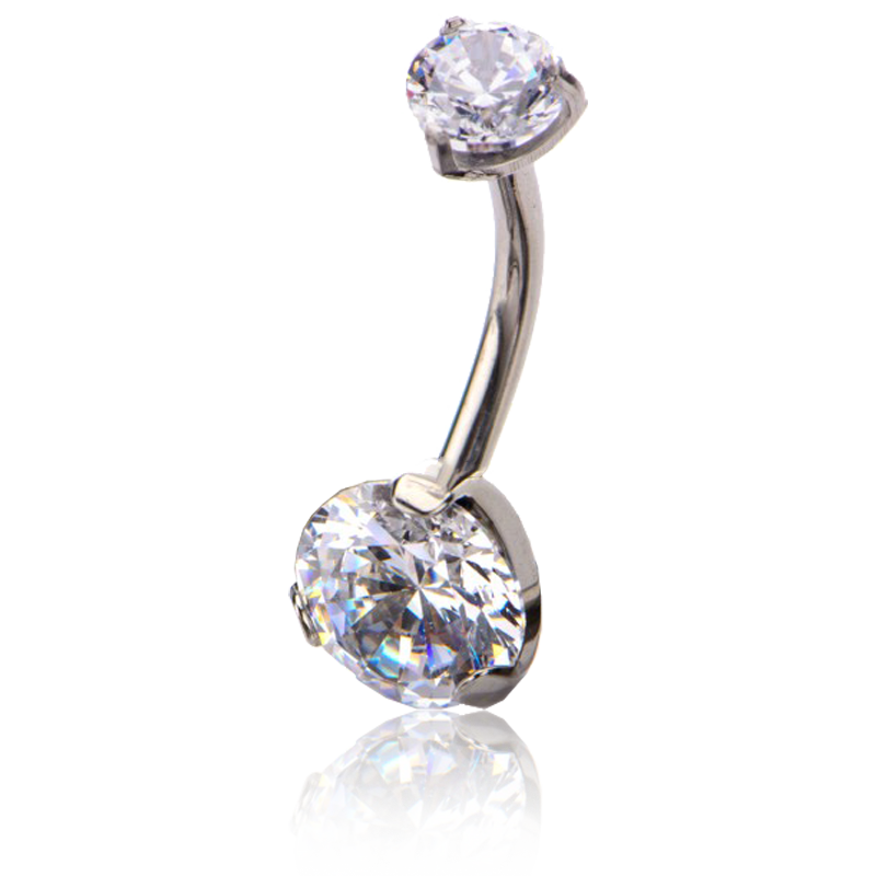 Titanium Prong Set Gem Navel Curve