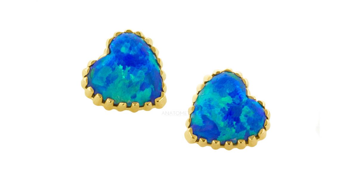 18k Gold Opal Heart Threadless Attachments