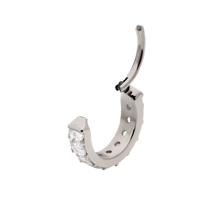 Titanium Princess Cut Gem Channel Hinge Ring