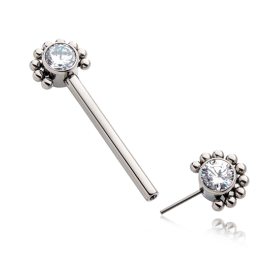 Titanium Gem and Bead Threadless Barbell