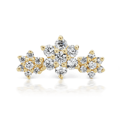 Three Flower Garland Diamond Threaded Stud