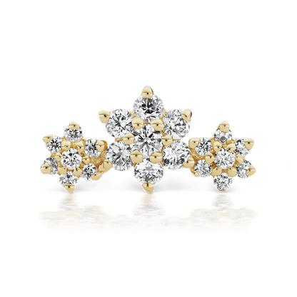 Three Flower Garland Diamond Threaded Stud